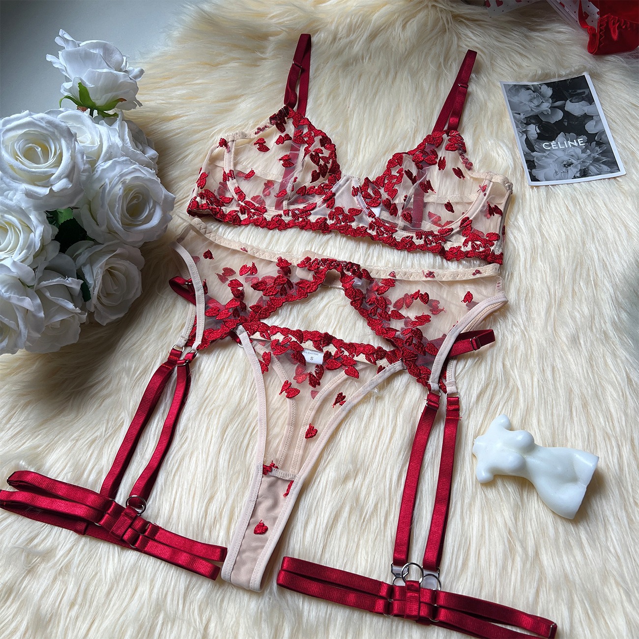 Heavy Industry Embroidery Splicing Strap Sexy Underwear Sexy Underwear Kit