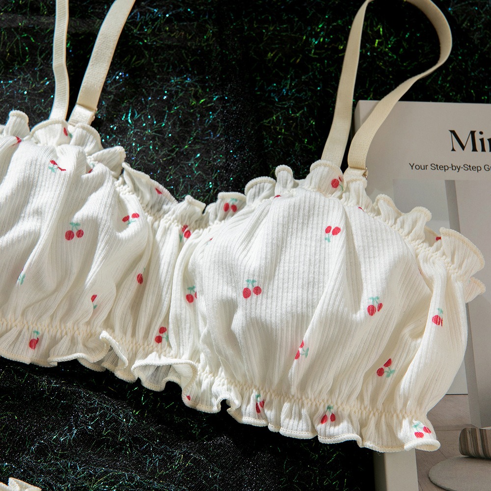 Products Sexy Push-up Comfortable Printed Gathered Ruffled Heavy-duty Underwear Set For Women
