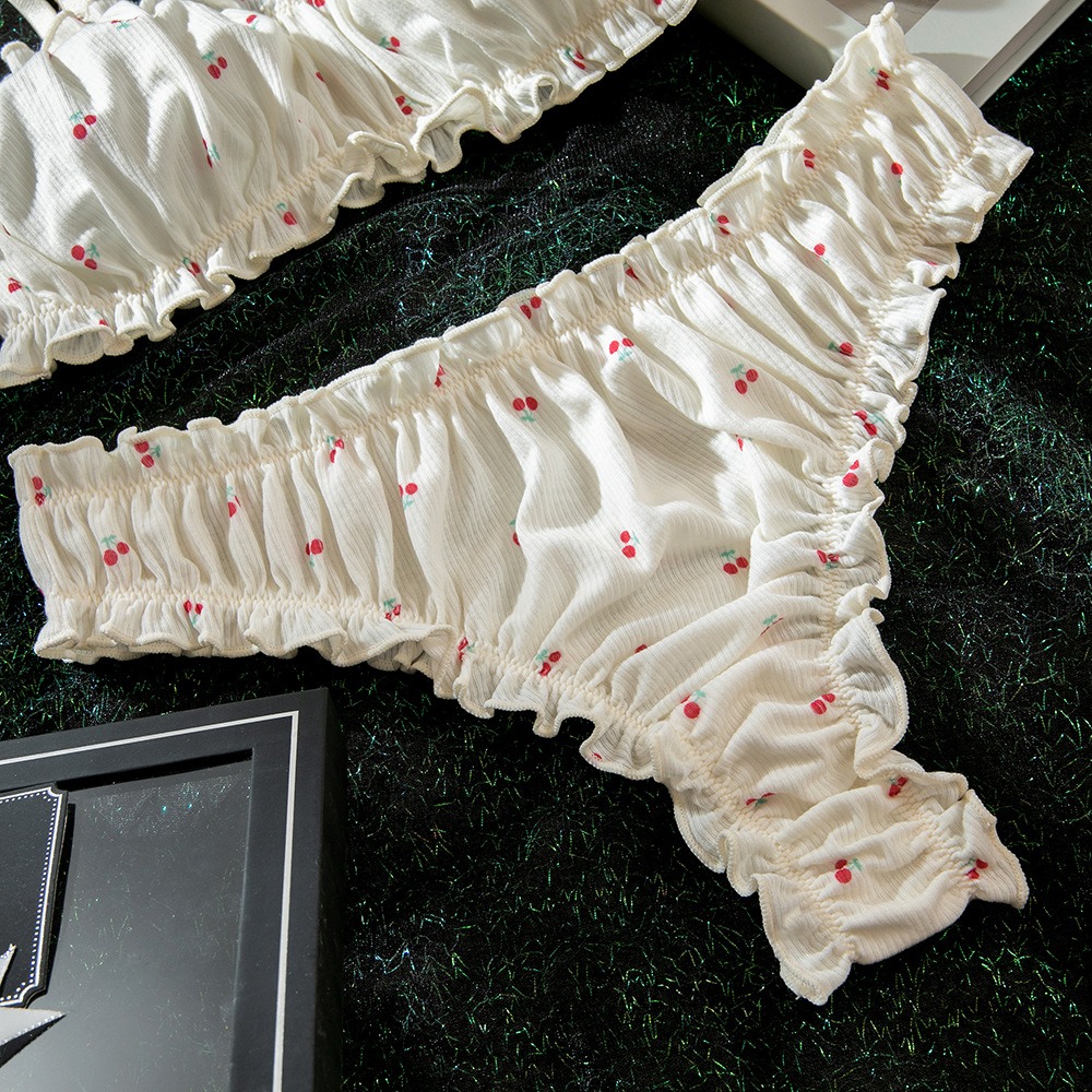 Products Sexy Push-up Comfortable Printed Gathered Ruffled Heavy-duty Underwear Set For Women