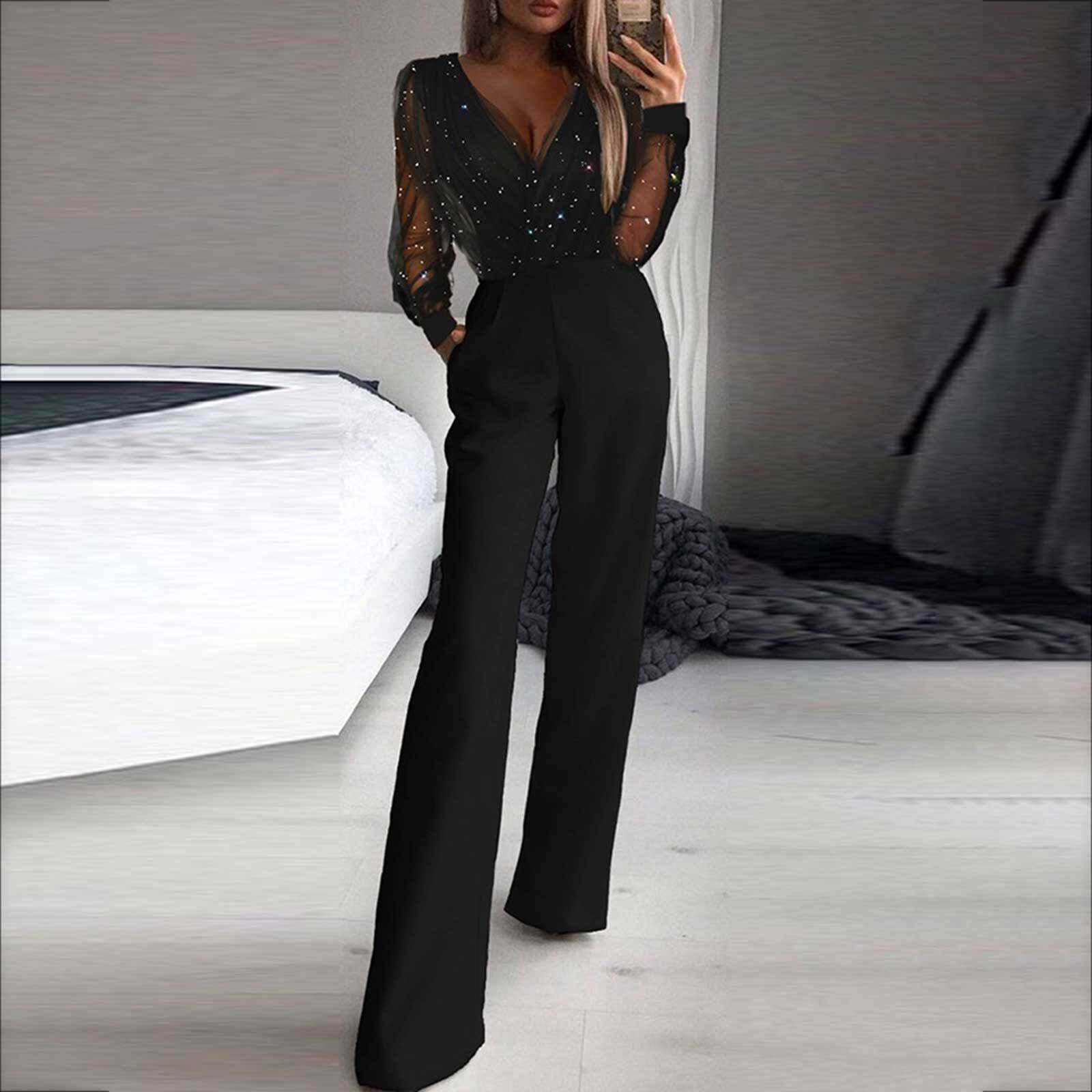 Women's Clothing Mesh Powder Splicing Jumpsuit