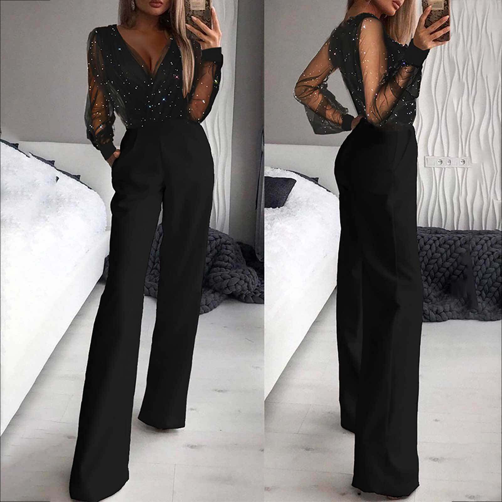 Women's Clothing Mesh Powder Splicing Jumpsuit