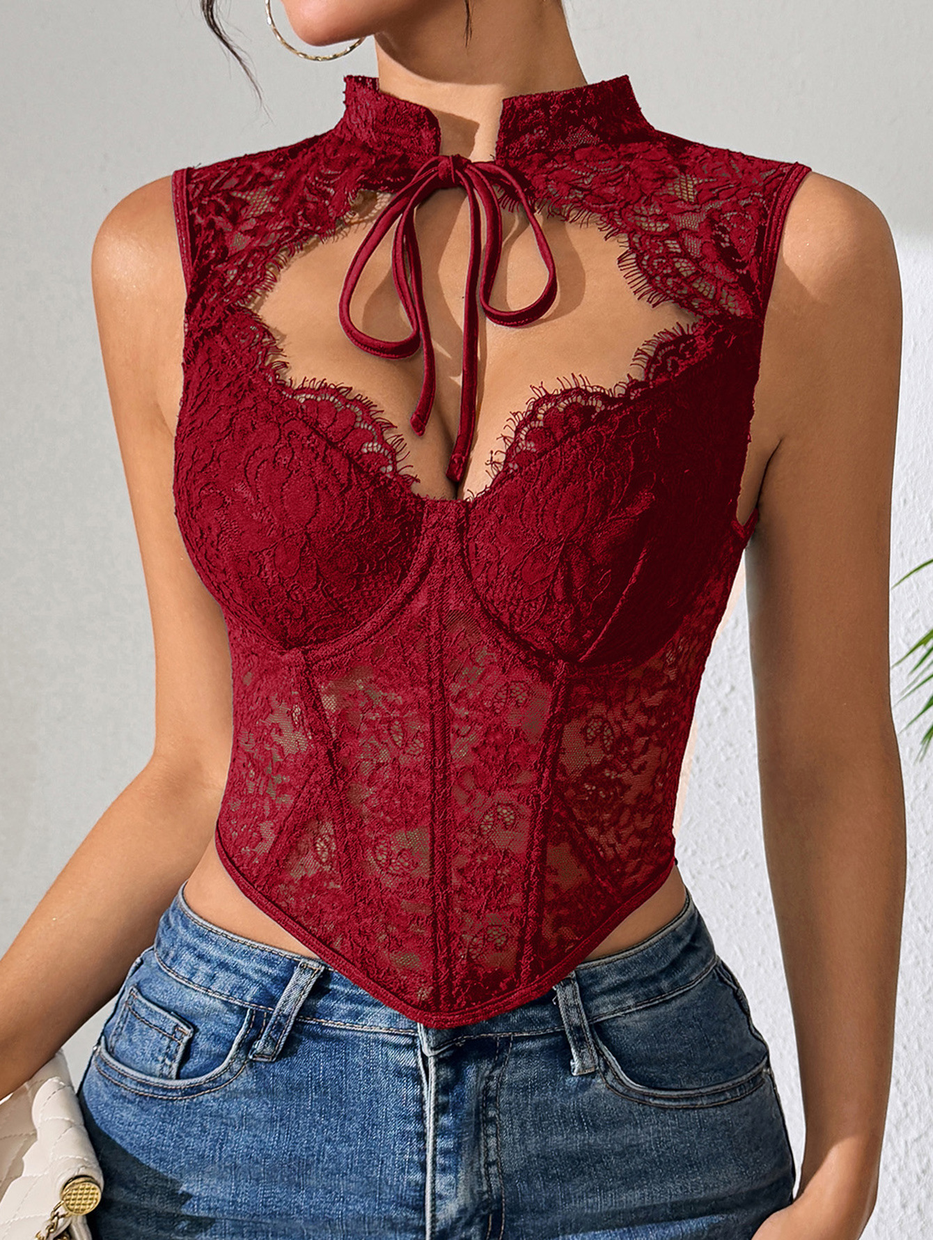 Lace Fishbone Steel Ring Vest Top – Strap Camisole, Waist Shaping Outer Wear