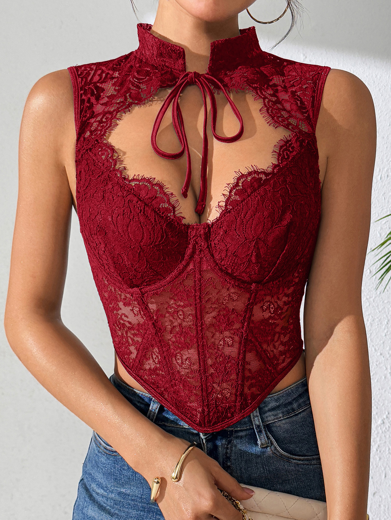 Lace Fishbone Steel Ring Vest Top – Strap Camisole, Waist Shaping Outer Wear