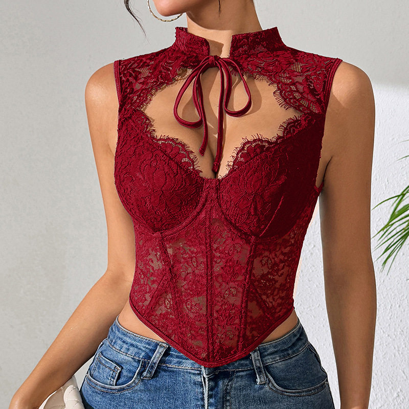 Lace Fishbone Steel Ring Vest Top – Strap Camisole, Waist Shaping Outer Wear