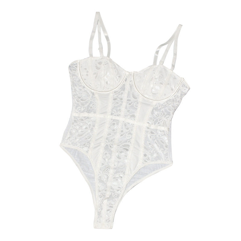 Spliced Lace One-Piece Jumpsuit – Slim Fit, See-Through Hollow, Hot Girl Camisole