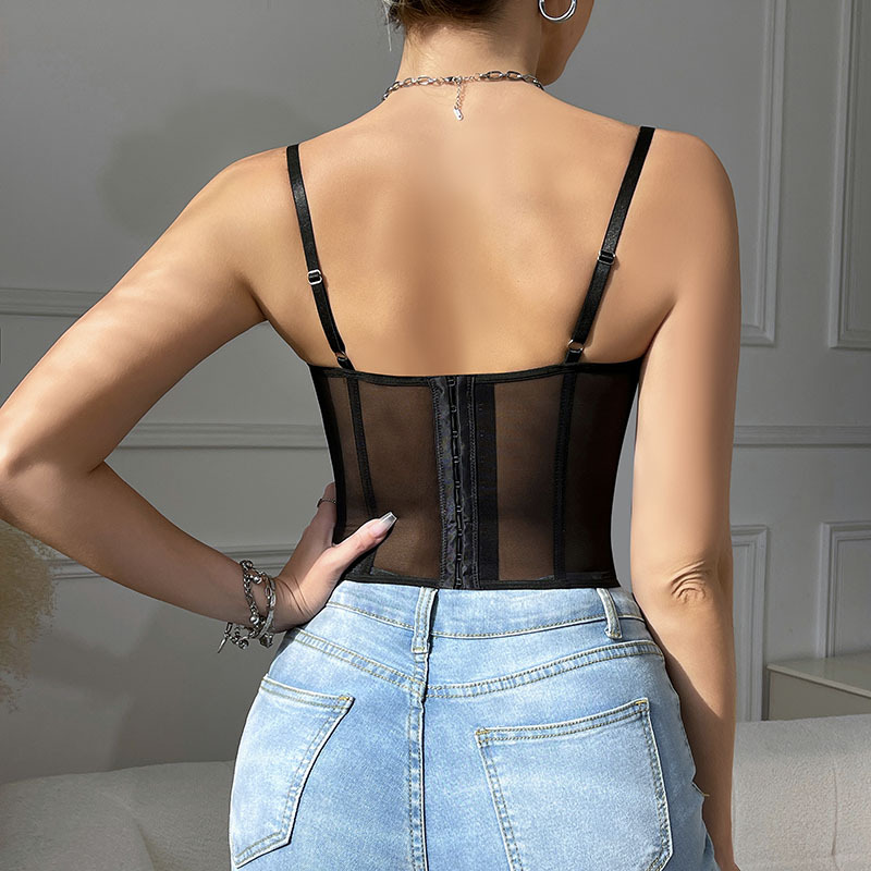 Fishbone Push-Up Camisole Vest – Eyelash Lace, See-Through, Pure Lust, Outerwear