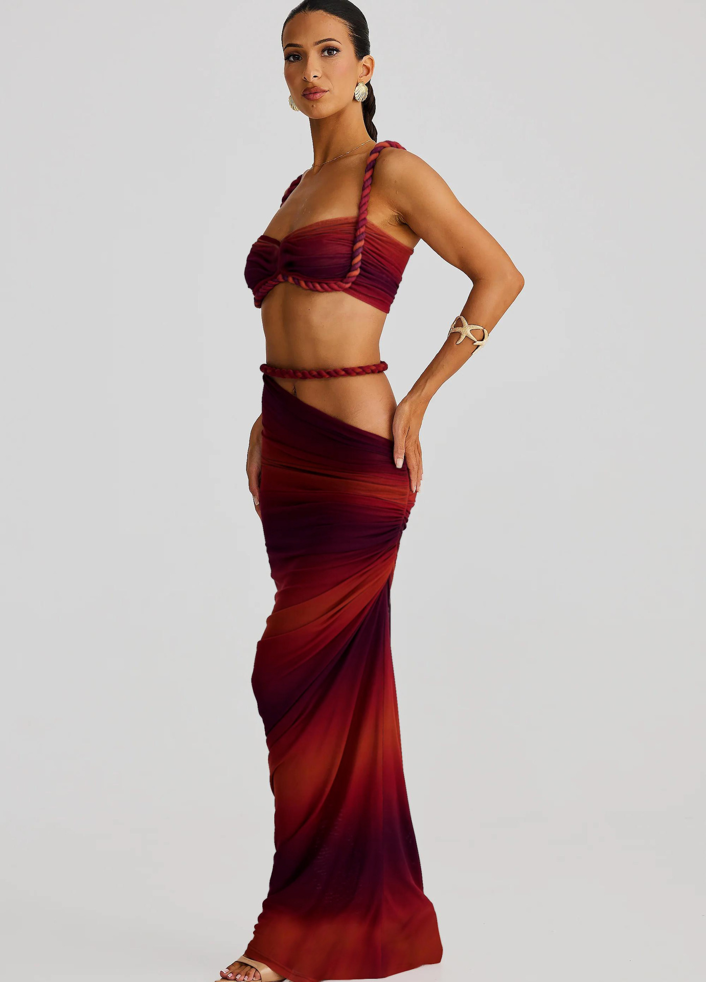 Spring New Pure Color Backless Suspender Vest & Hip Skirt Set