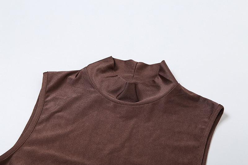 New High Collar Solid Color Pleated Dress – Slim Fit, Pure Desire Temperament
