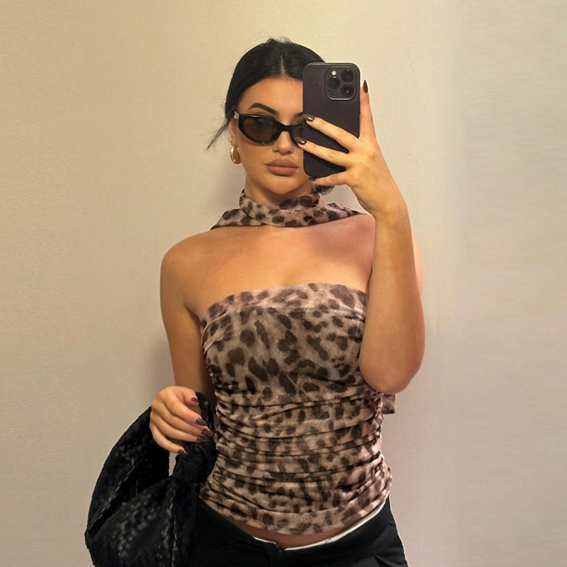 Leopard Print Tube Top – Sexy Slim Vest, Street Hot Girl Style
