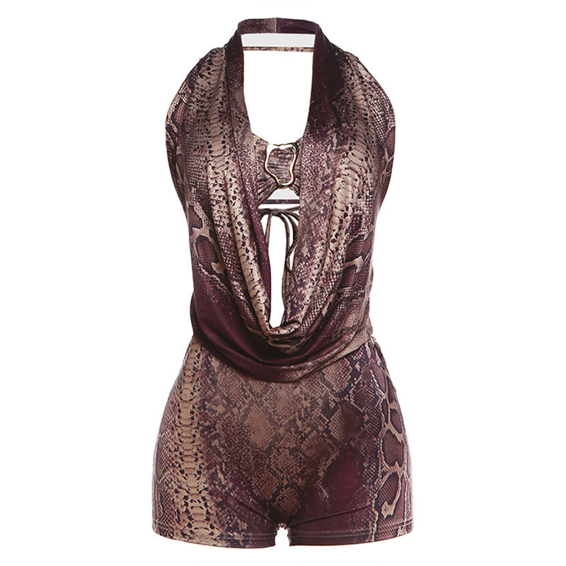 Summer New Halter Neck V-Neck Backless Lace Up Jumpsuit Set Sexy