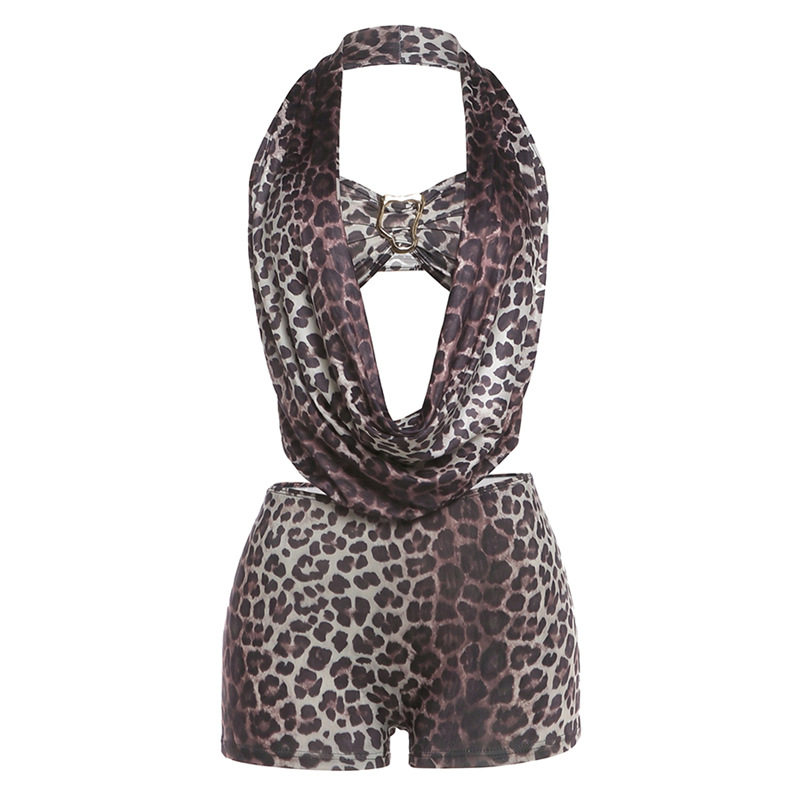 Summer New Halter Neck V-Neck Backless Lace Up Jumpsuit Set Sexy