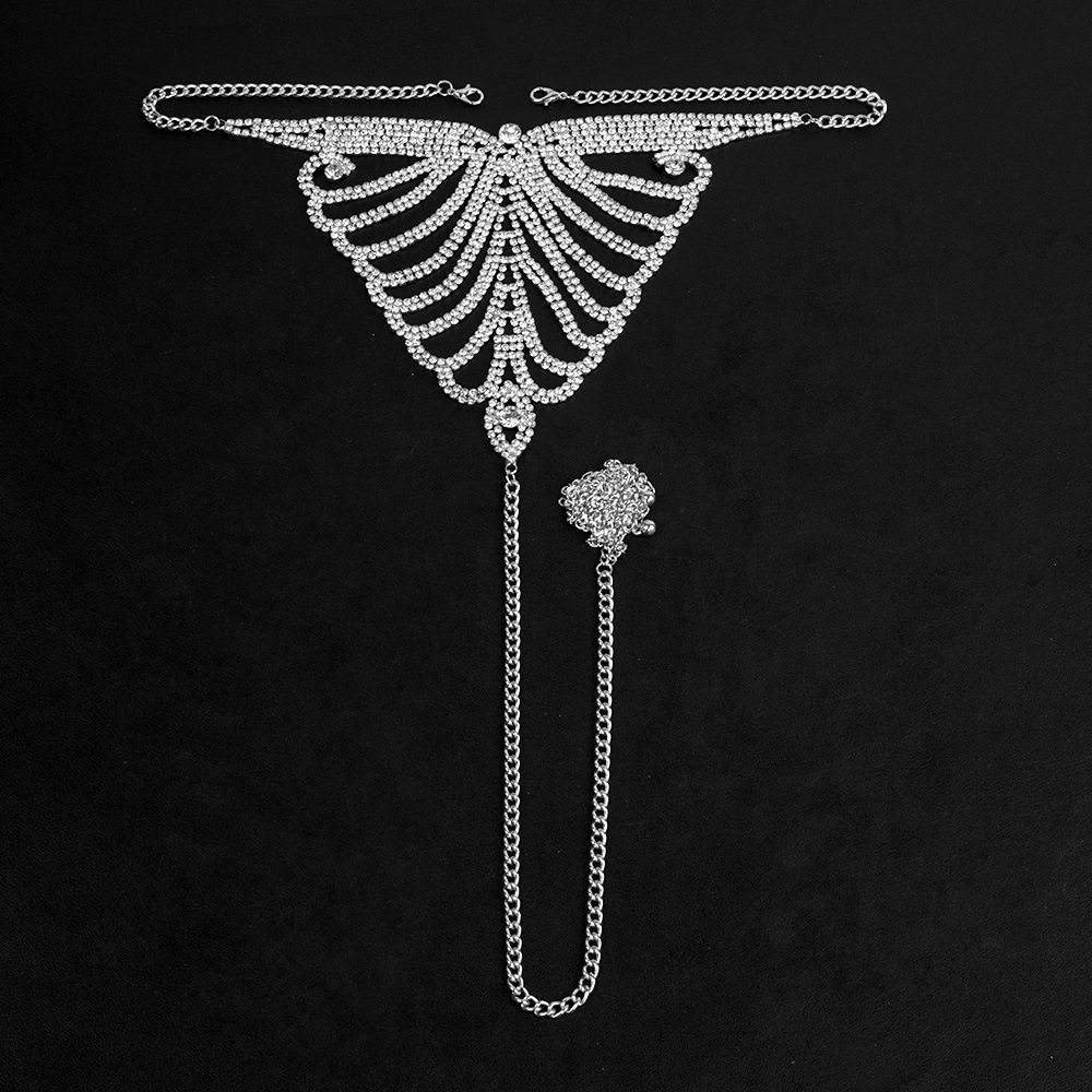 Diamond-Encrusted Rhinestone Body Chain Set – Bra & Thong Underwear, Bikini Decoration