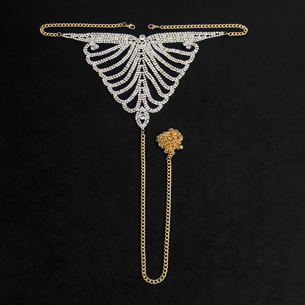 Diamond-Encrusted Rhinestone Body Chain Set – Bra & Thong Underwear, Bikini Decoration