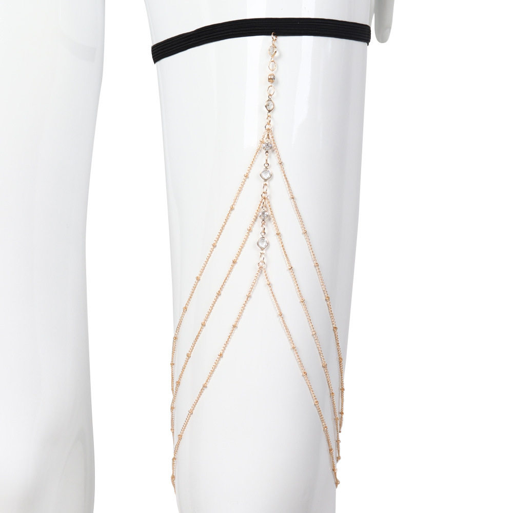 Gold Multi-Chain Thigh Chain – Diamond Clip Bead Chain & Body Chain Set