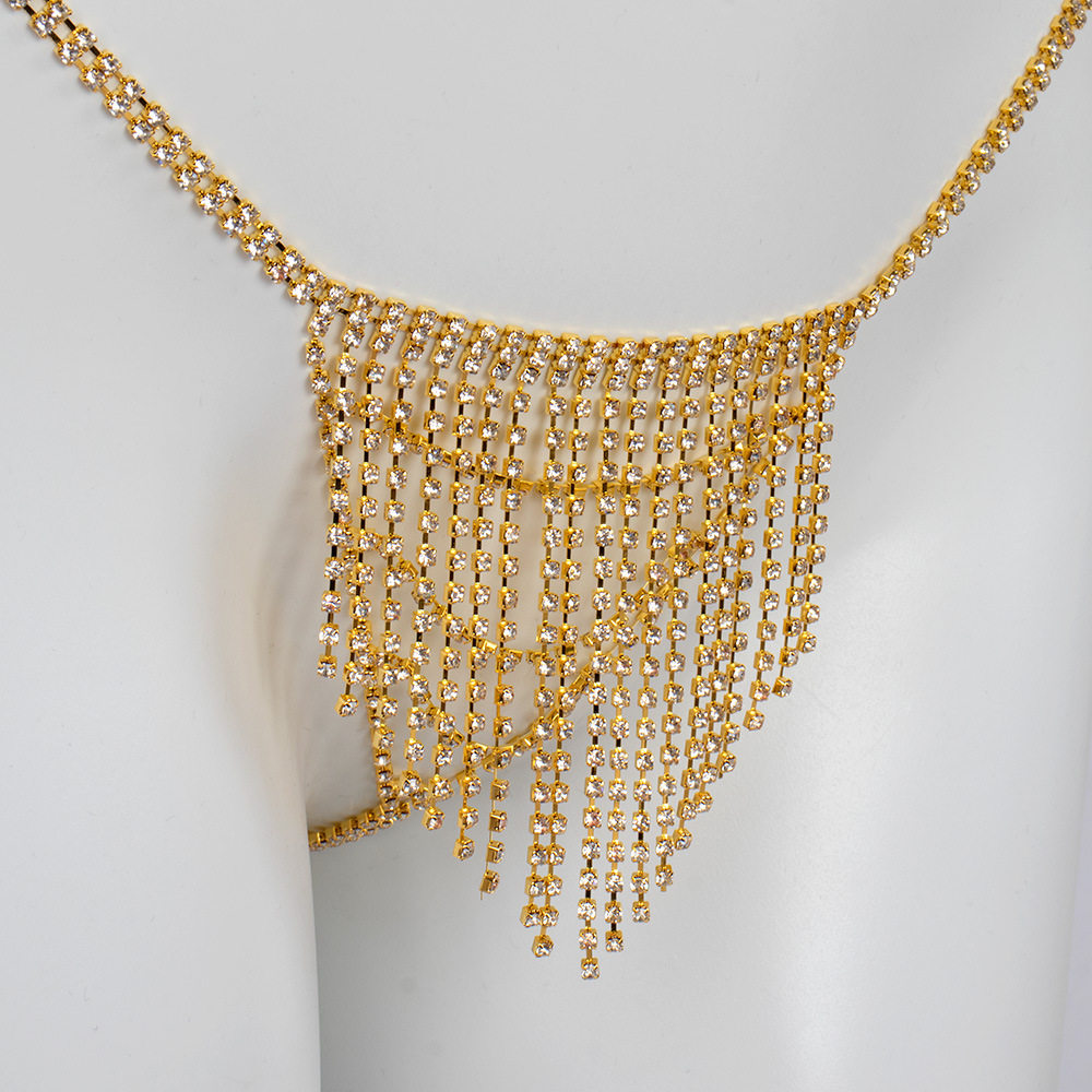 Bohemian Diamond Tassel Waist Chain Thong Rhinestone Nightclub Body Chain