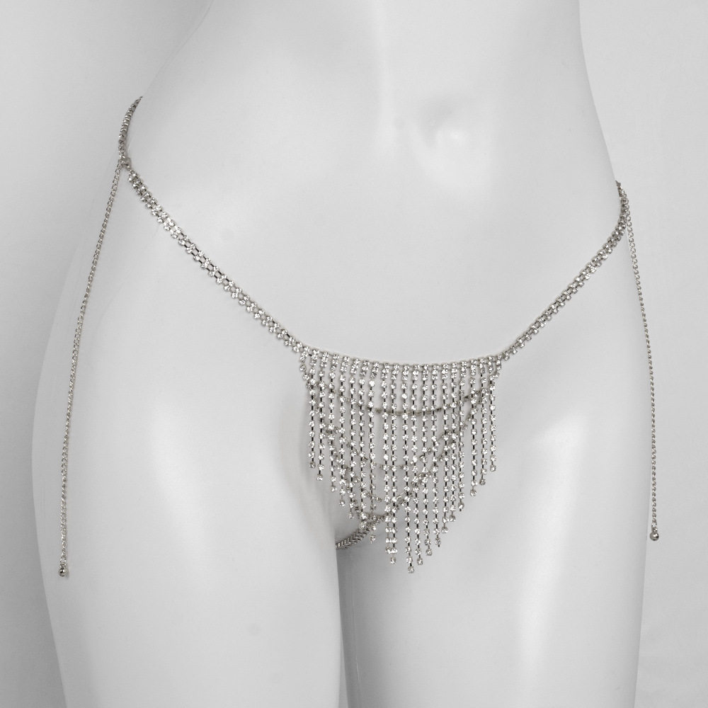 Bohemian Diamond Tassel Waist Chain Thong Rhinestone Nightclub Body Chain
