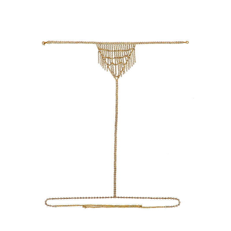 Bohemian Diamond Tassel Waist Chain Thong Rhinestone Nightclub Body Chain