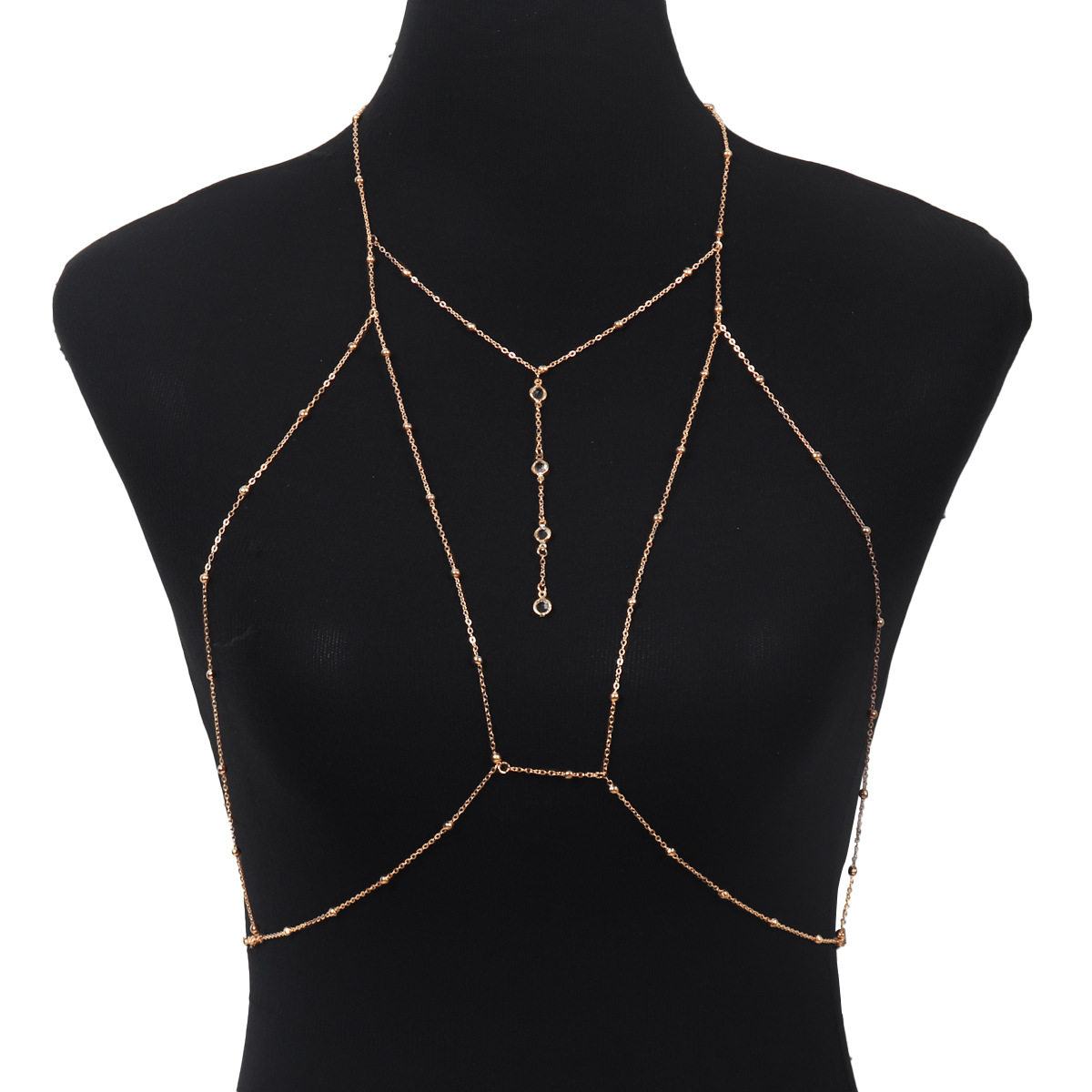 Exaggerated Tassel Body Chain – Flash Diamond Pendant, Alloy Chest Chain, Beach Casual