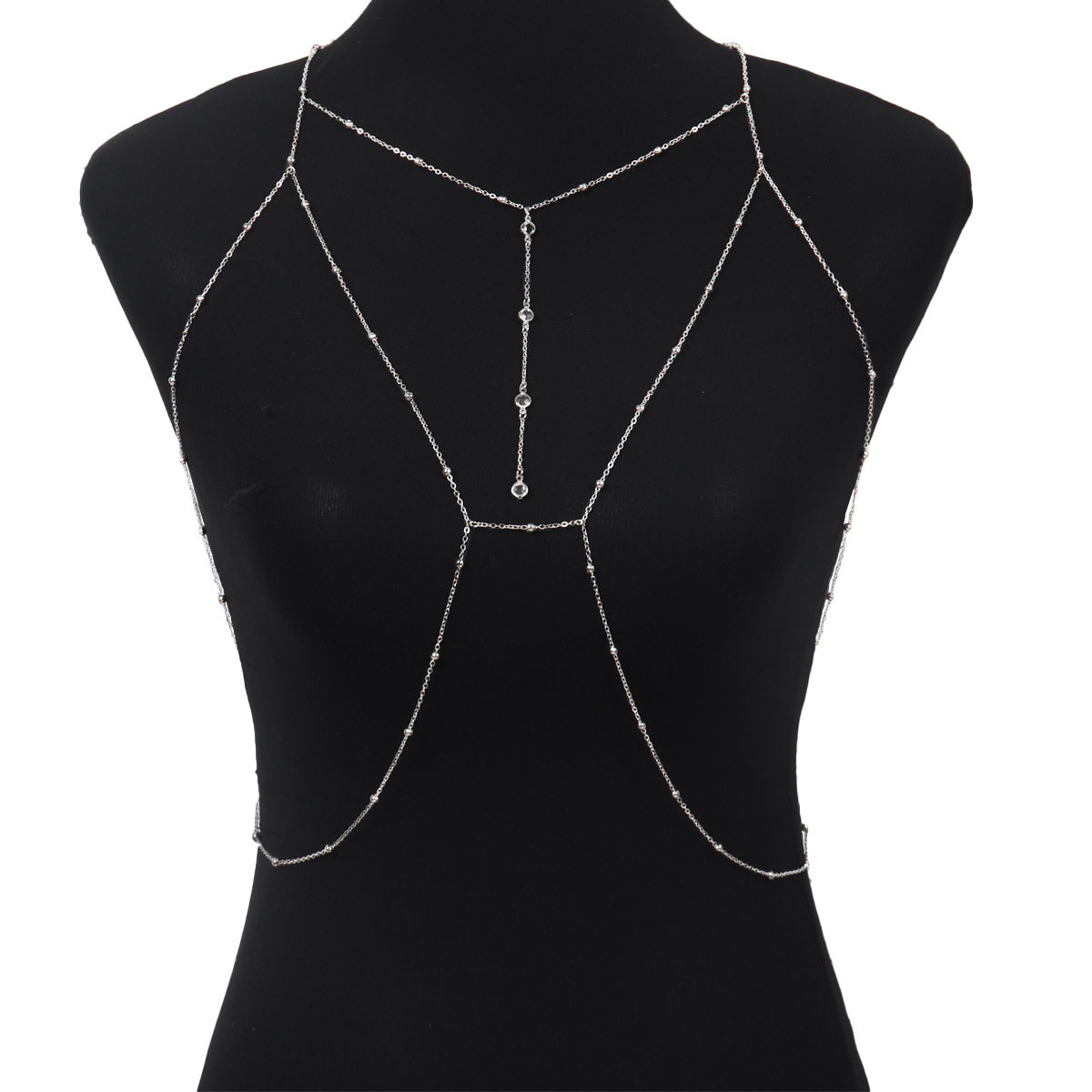 Exaggerated Tassel Body Chain – Flash Diamond Pendant, Alloy Chest Chain, Beach Casual