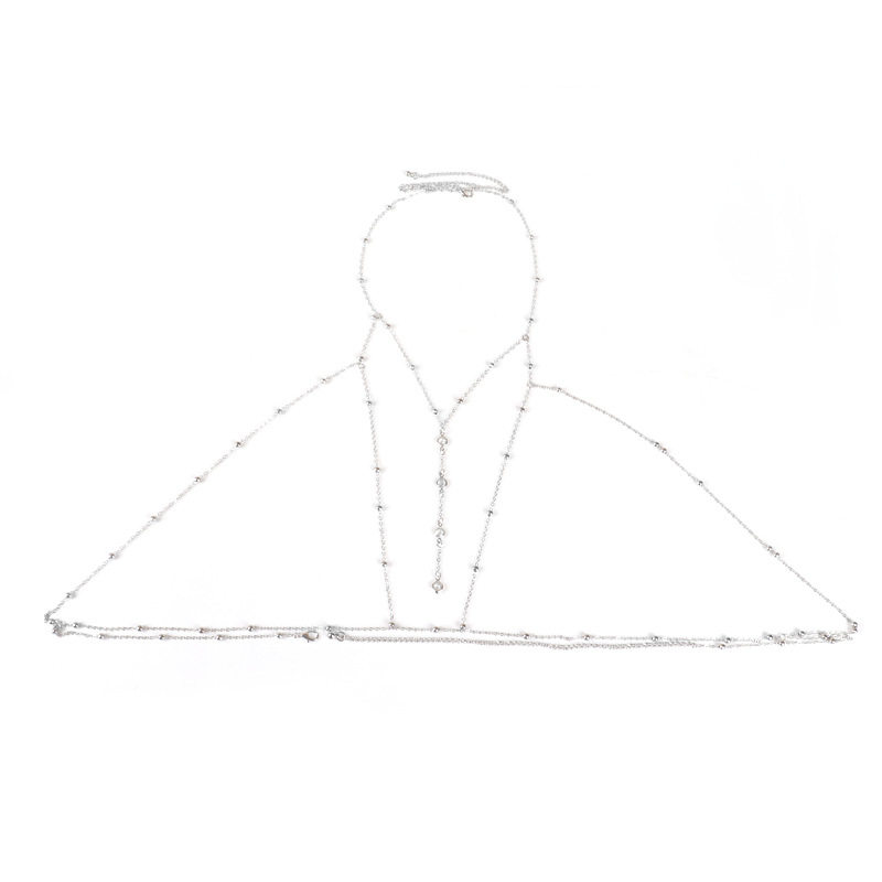 Exaggerated Tassel Body Chain – Flash Diamond Pendant, Alloy Chest Chain, Beach Casual
