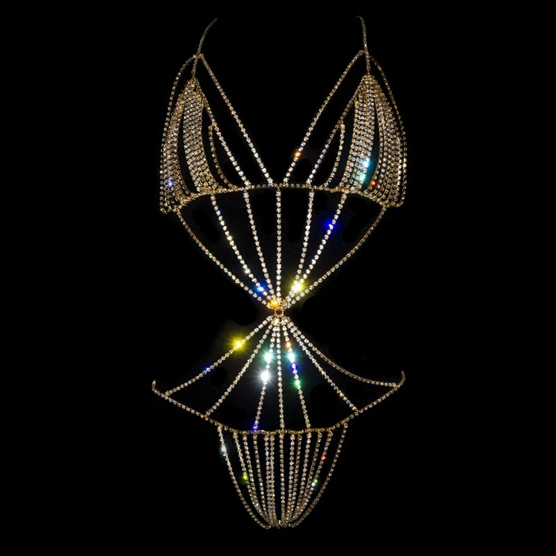 Exaggerated Rhinestone Body Chain Set – Bra & Underwear All-in-One, Nightclub Flash Diamond