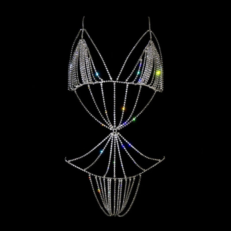 Exaggerated Rhinestone Body Chain Set – Bra & Underwear All-in-One, Nightclub Flash Diamond