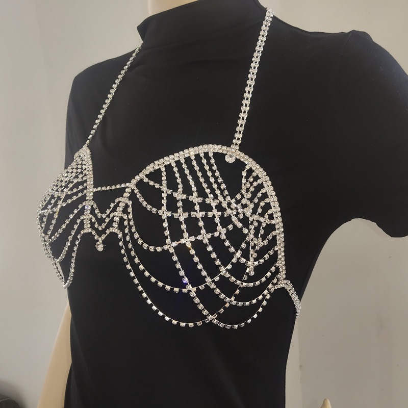 Diamond Multi Layer Rhinestone Chest Body Chain Set Sexy Bikini Beach Jewelry