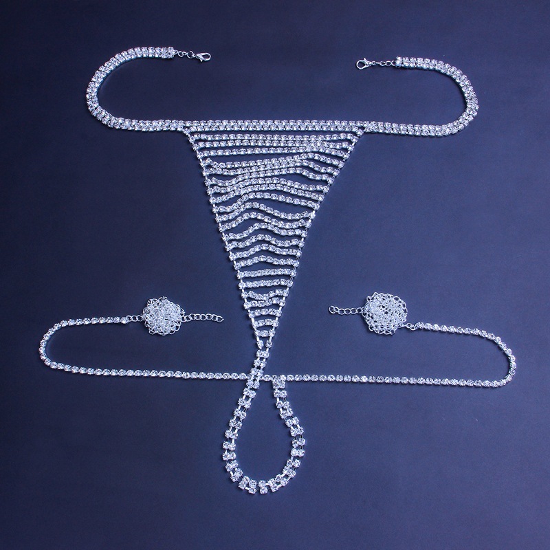 Diamond Multi Layer Rhinestone Chest Body Chain Set Sexy Bikini Beach Jewelry