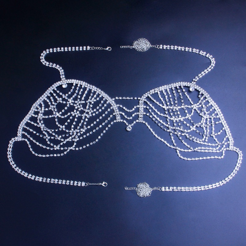 Diamond Multi Layer Rhinestone Chest Body Chain Set Sexy Bikini Beach Jewelry