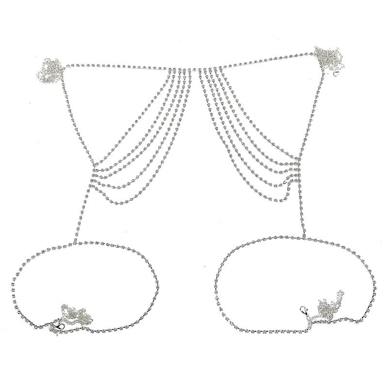Multi Layer Rhinestone Waist Chain Tassel Leg Chain Hip Hop Nightclub Body Jewelry