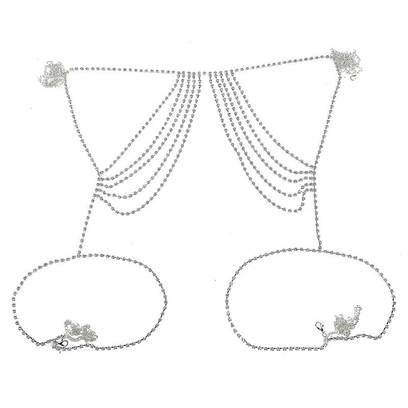 Multi Layer Rhinestone Waist Chain Tassel Leg Chain Hip Hop Nightclub Body Jewelry