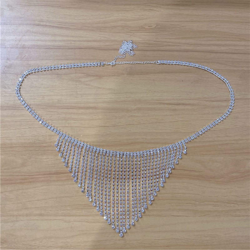Fashion Luxury Rhinestone Body Chain Set Sexy Bikini Bra Shorts Tassel Jewelry