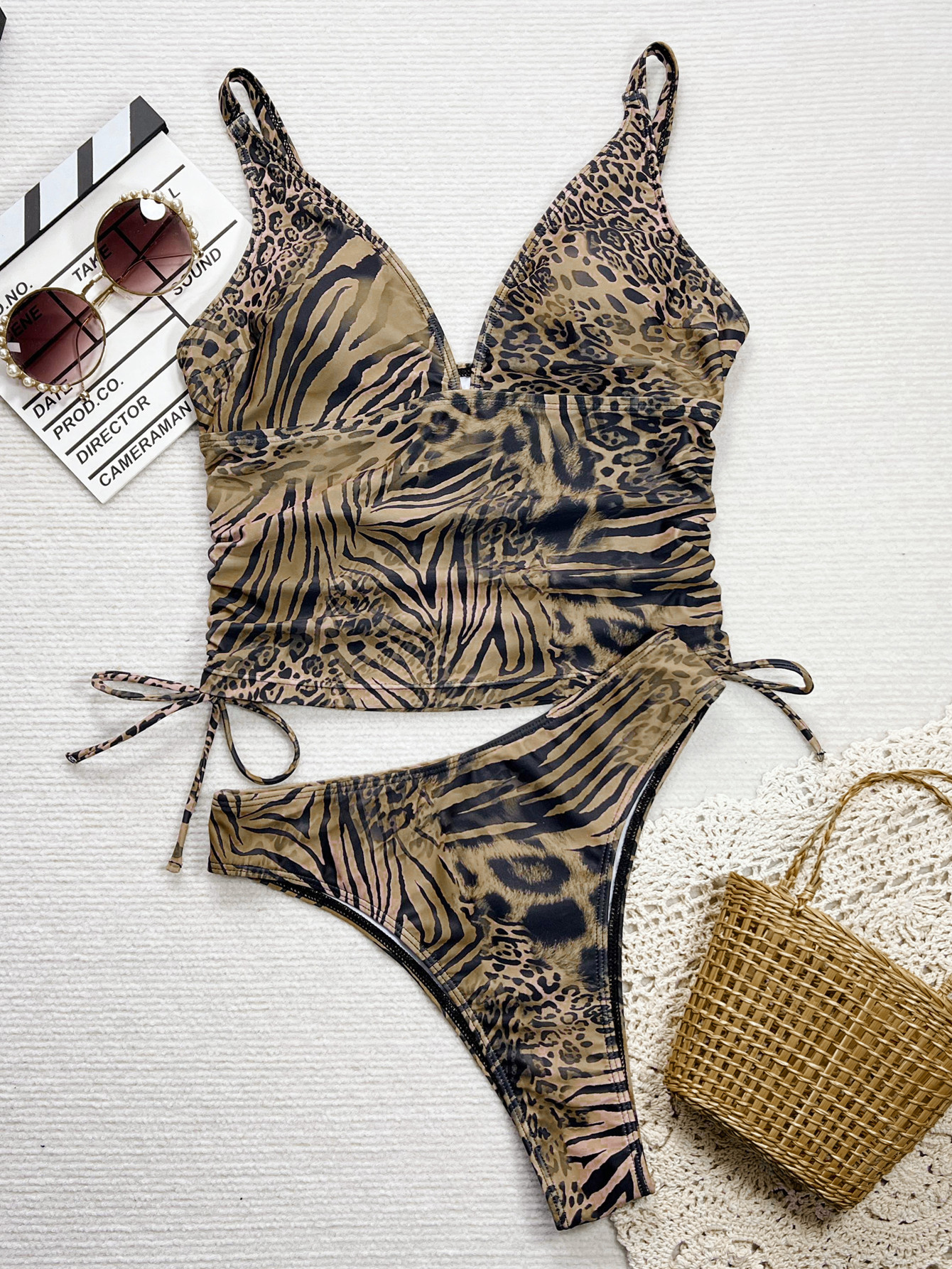 Leopard Print One Piece Bikini Swimsuit