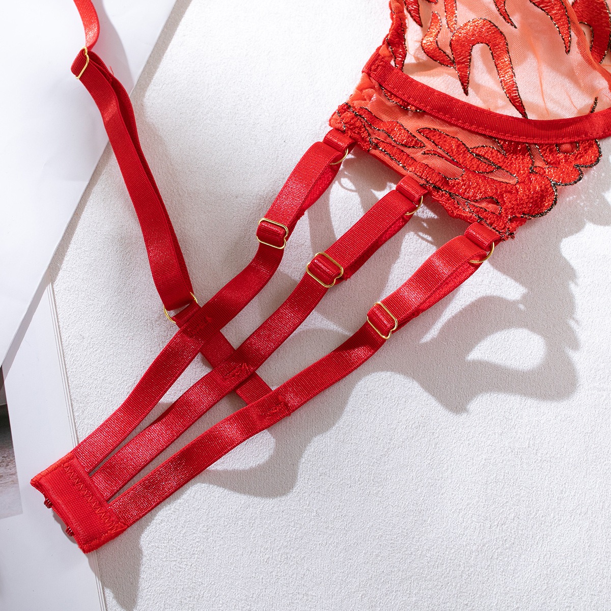 Flame Metal 4-Piece Lingerie Set – High-End Temptation, Slim Fit