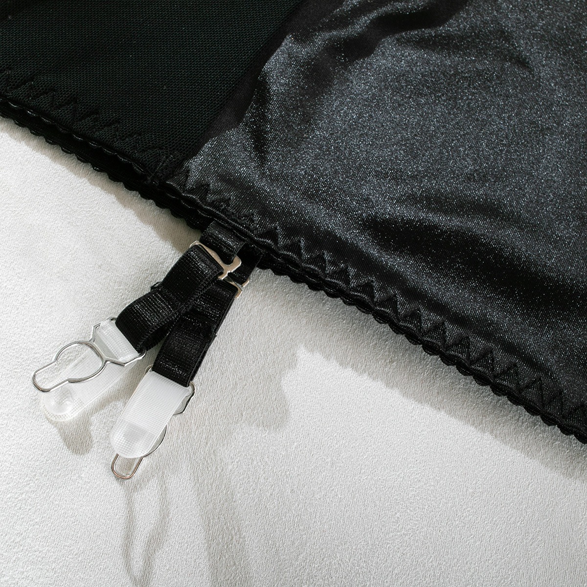 Satin Fringe 4-Piece Sexy Lingerie Set – Push-Up Bra, Butt Lift & Sheer Design