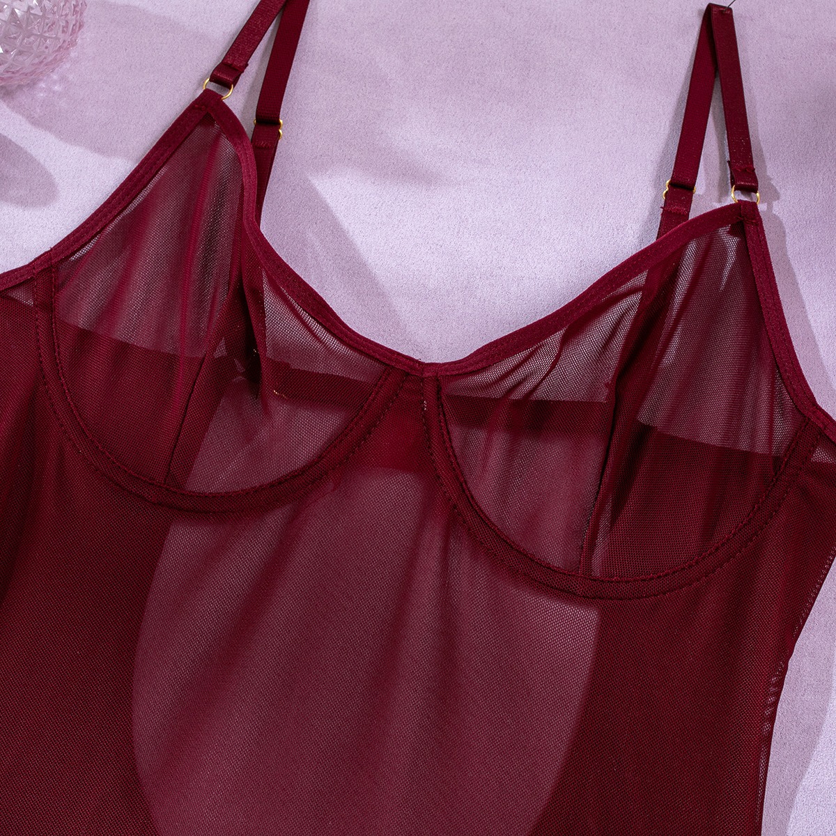 Backless See-Through Lingerie Set – Tie Ropes & Gloves, 3-Piece