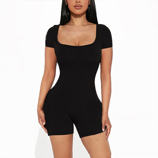 Sexy Hotties Design Irregular Low-cut Sexy Long-sleeved Temperament Tops Fashionable Solid Color Jumpsuits