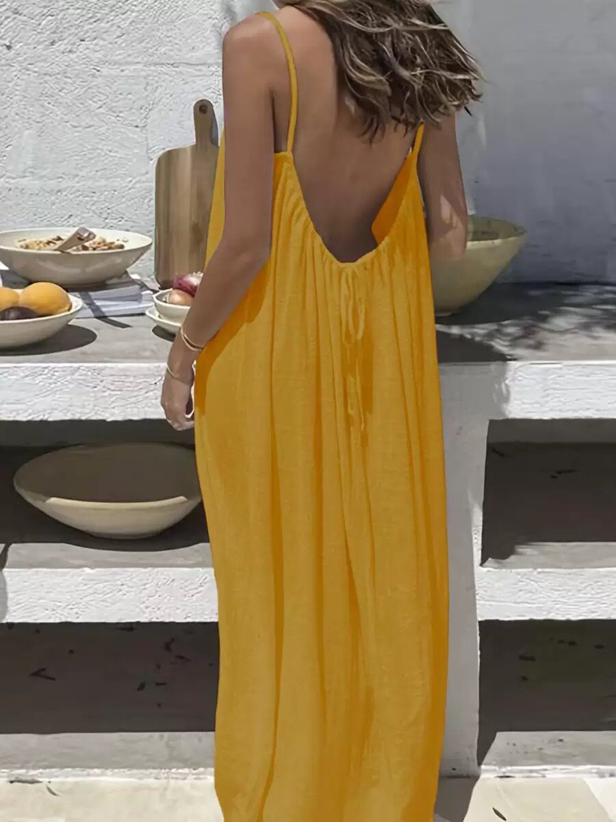 Women's Solid Color Backless Cami Dress