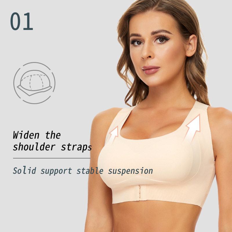 Front Closure Cross-Back Wireless Posture Bra