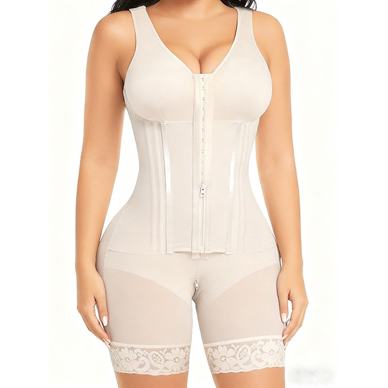 V-Neck Shaping Bodysuit – Front Hook Closure, Tummy Control & Hip Lifting