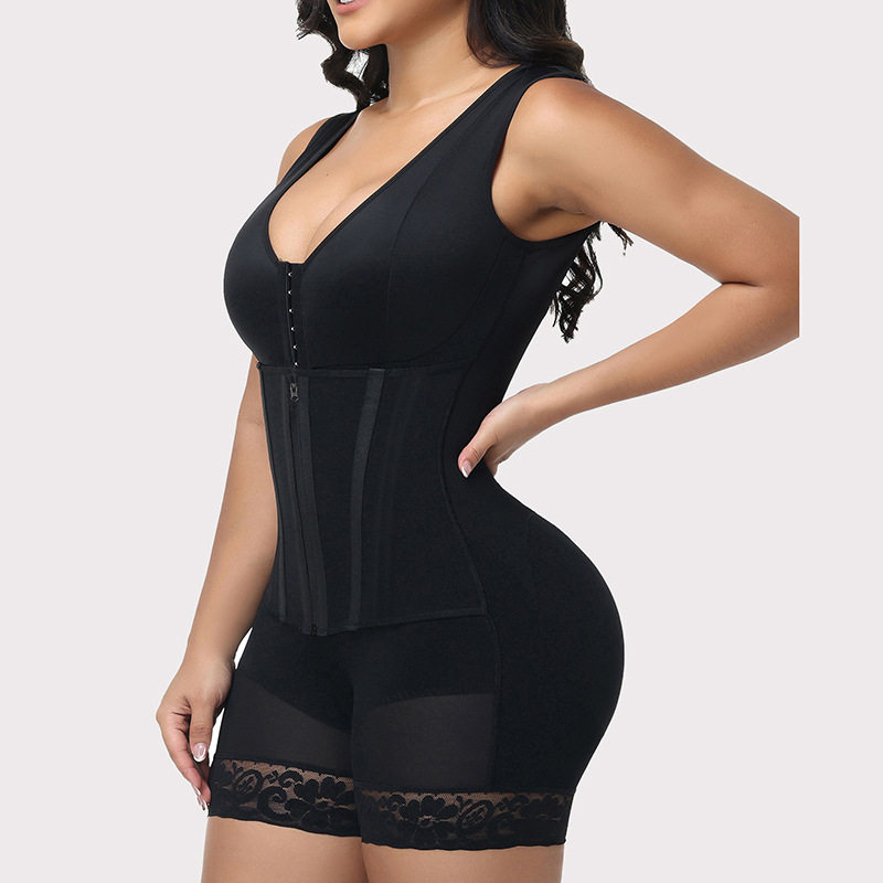 V-Neck Shaping Bodysuit – Front Hook Closure, Tummy Control & Hip Lifting
