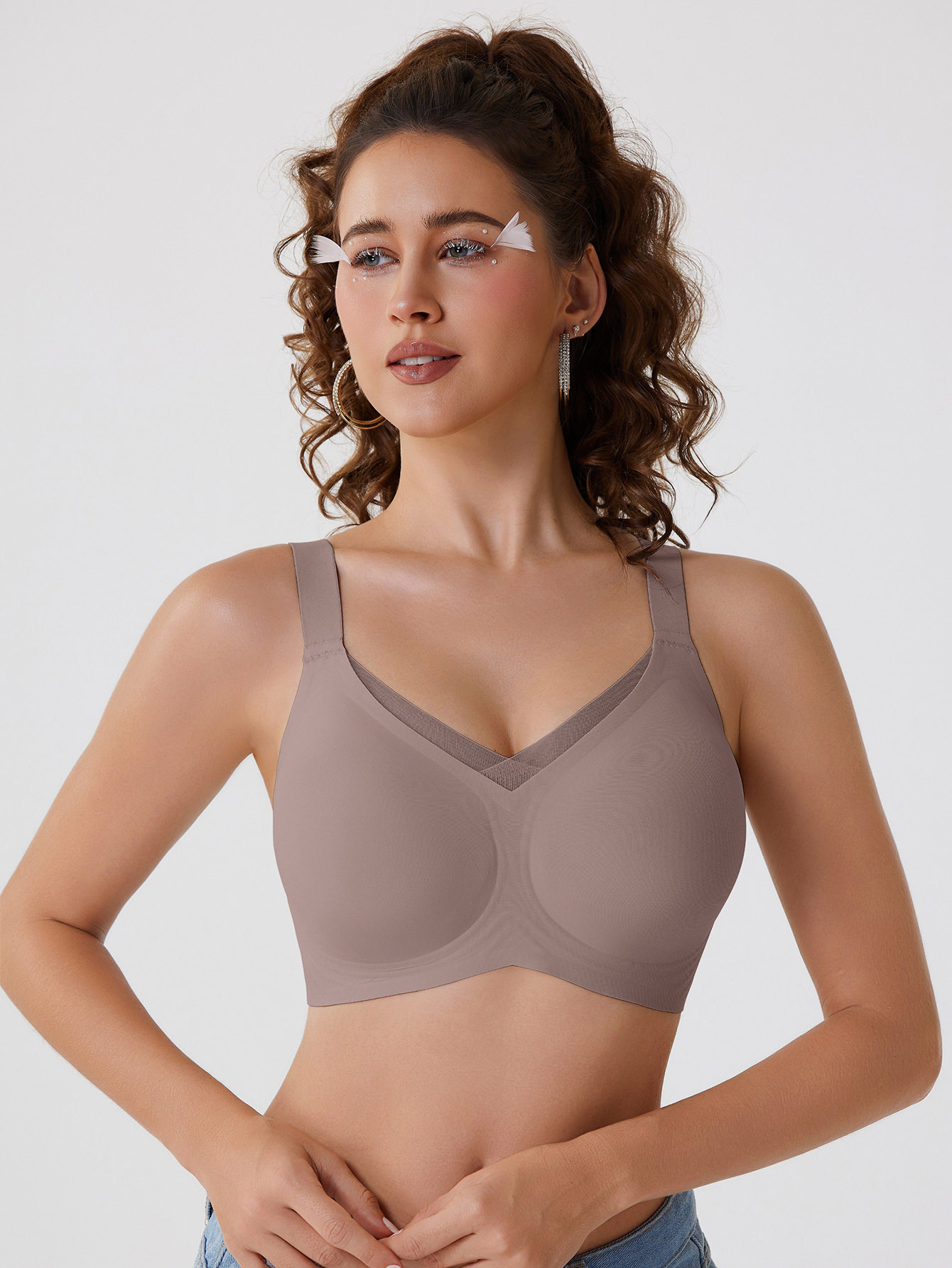 Womens Wireless Bras V Mesh Comfortable Bralette Supportive