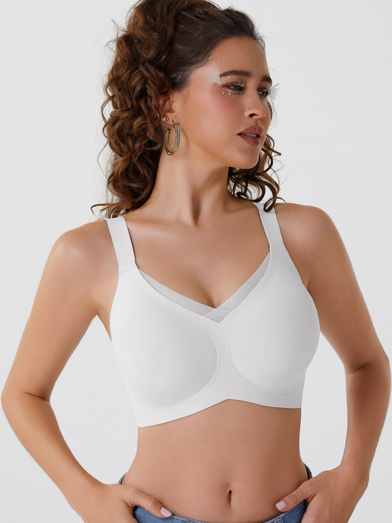 Womens Wireless Bras V Mesh Comfortable Bralette Supportive