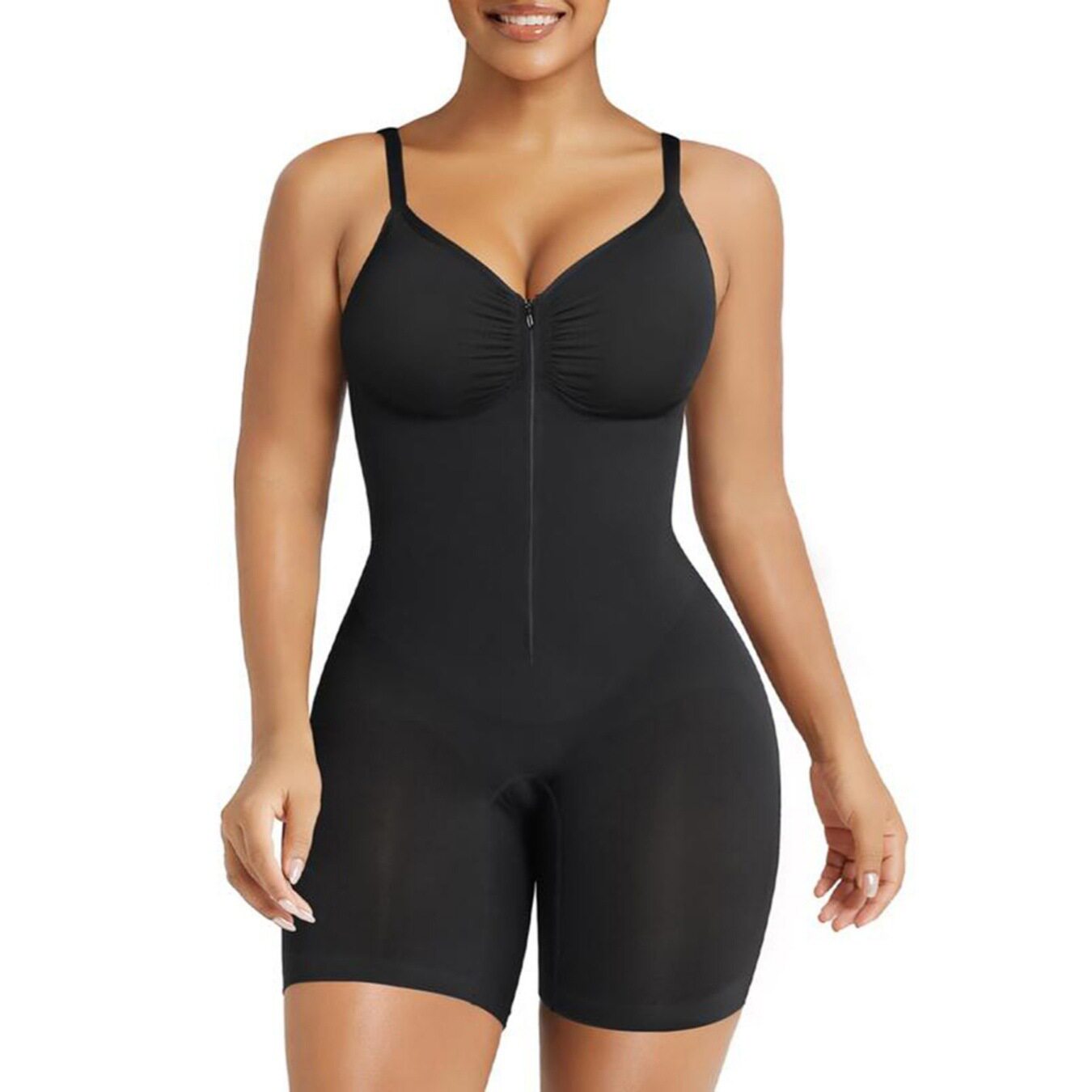 High Elastic Breathable Tummy Control Body Shaper with Adjustable Zipper Straps