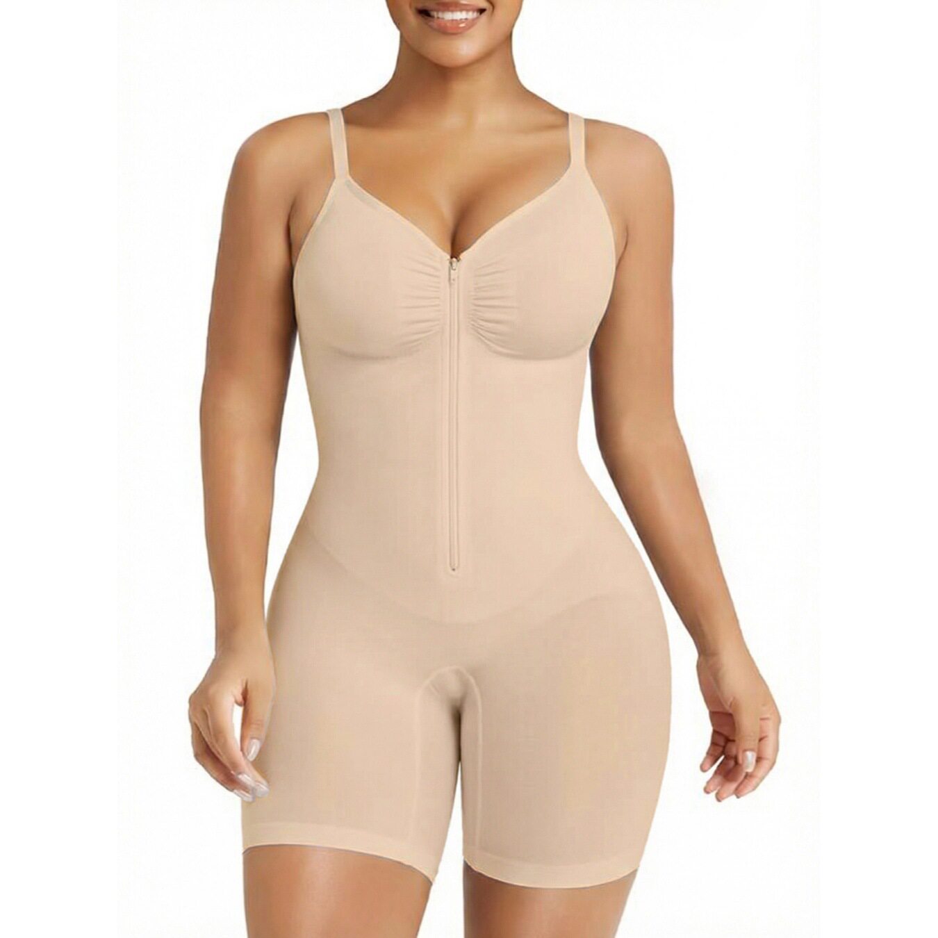 High Elastic Breathable Tummy Control Body Shaper with Adjustable Zipper Straps