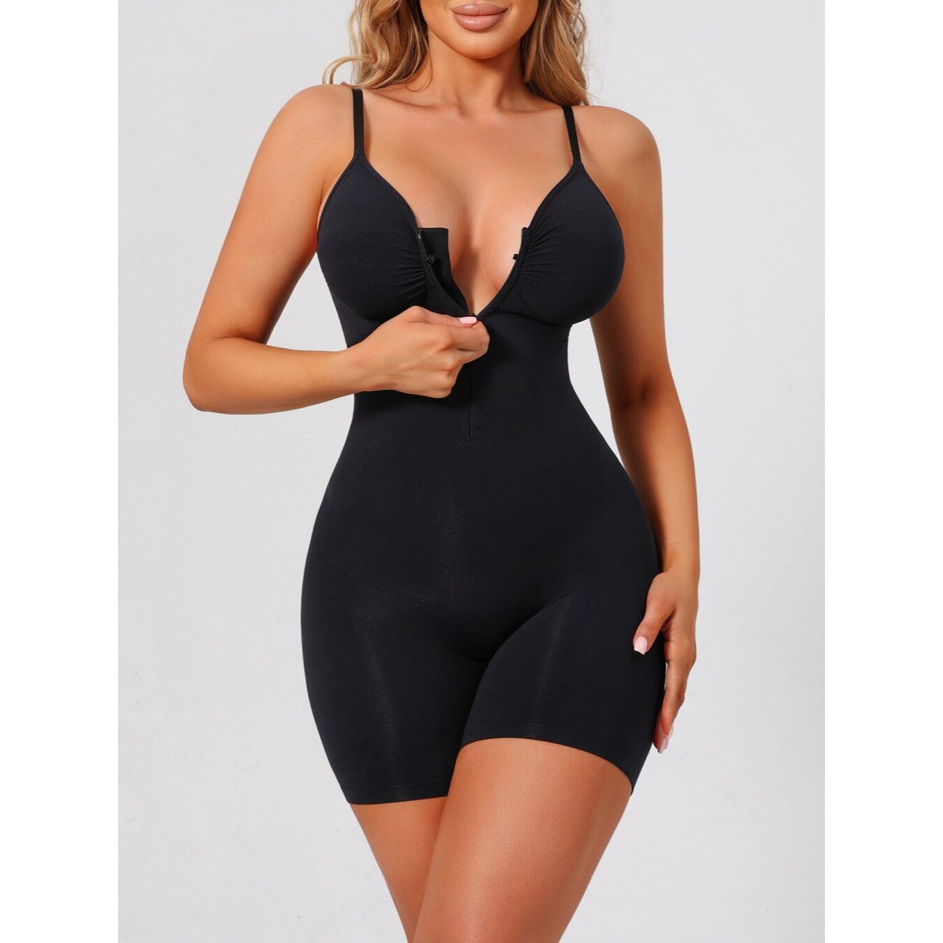 High Elastic Breathable Tummy Control Body Shaper with Adjustable Zipper Straps