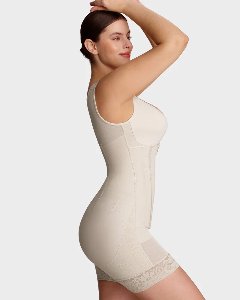V-Neck Shaping Bodysuit – Front Hook Closure, Tummy Control & Hip Lifting