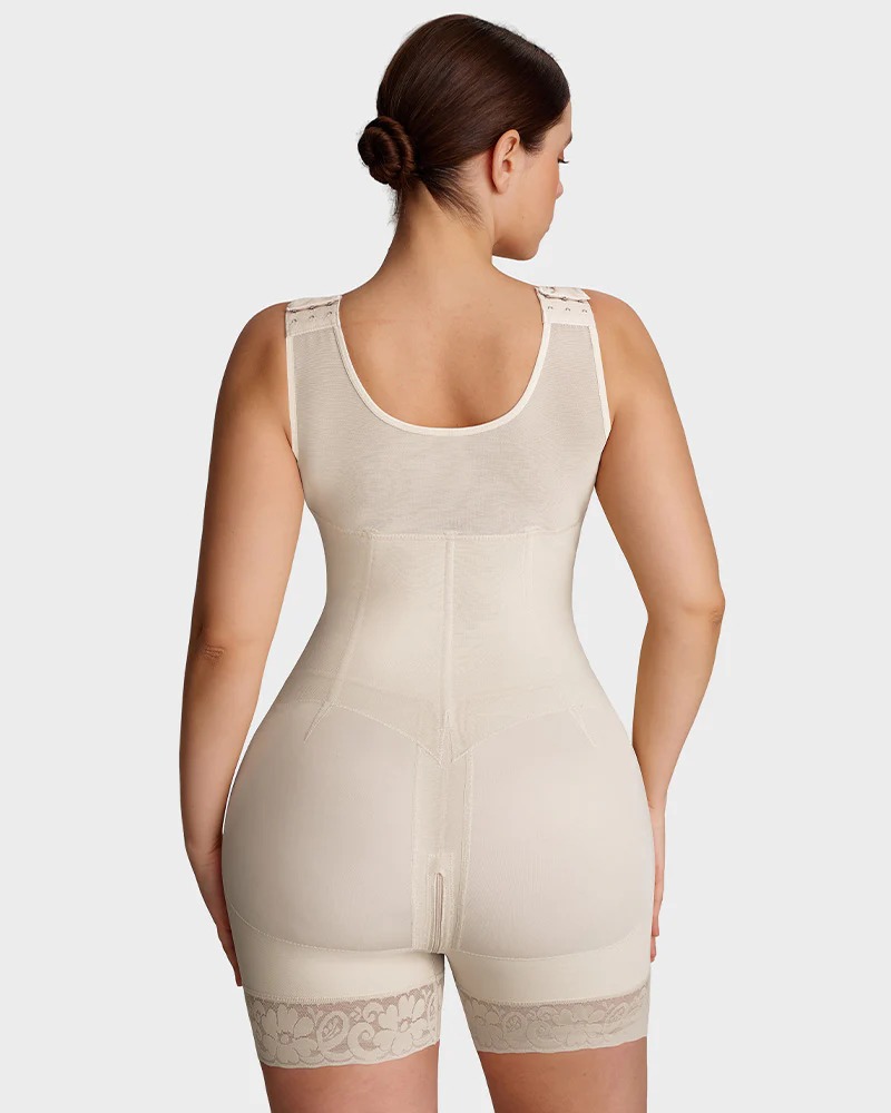 V-Neck Shaping Bodysuit – Front Hook Closure, Tummy Control & Hip Lifting