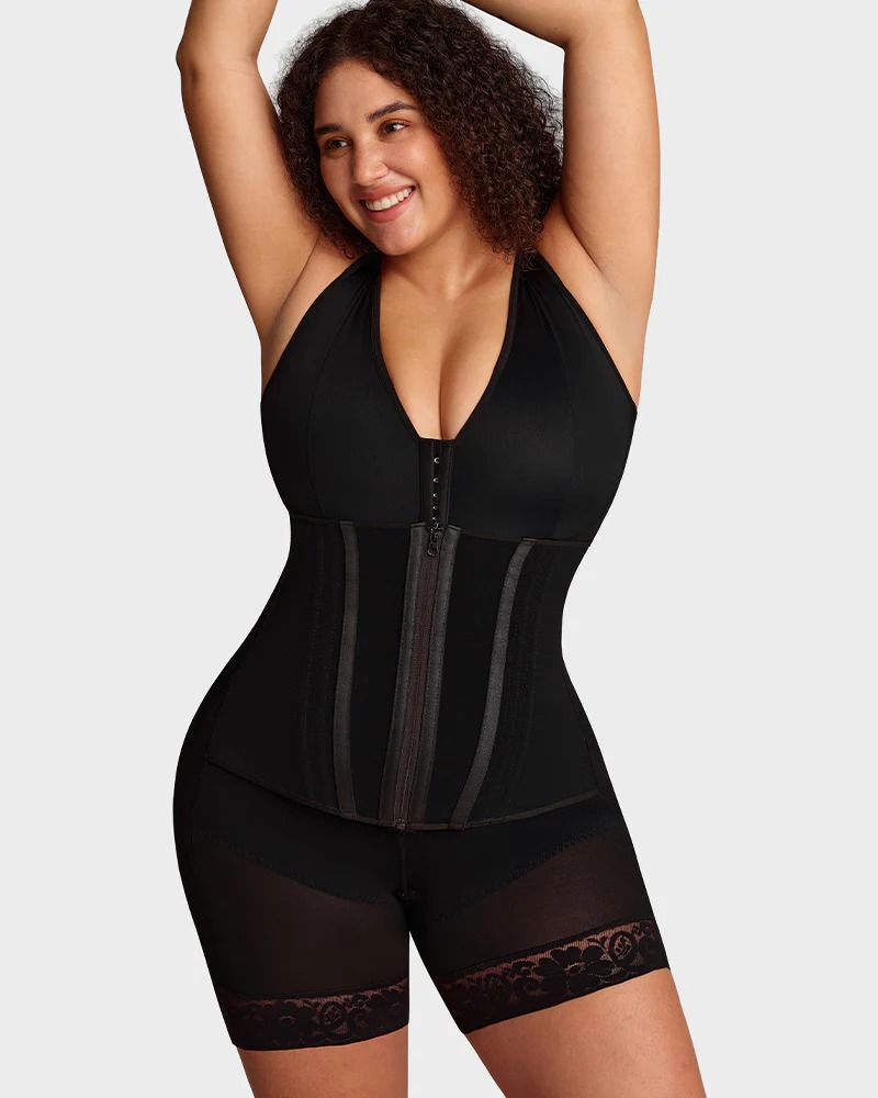 V-Neck Shaping Bodysuit – Front Hook Closure, Tummy Control & Hip Lifting
