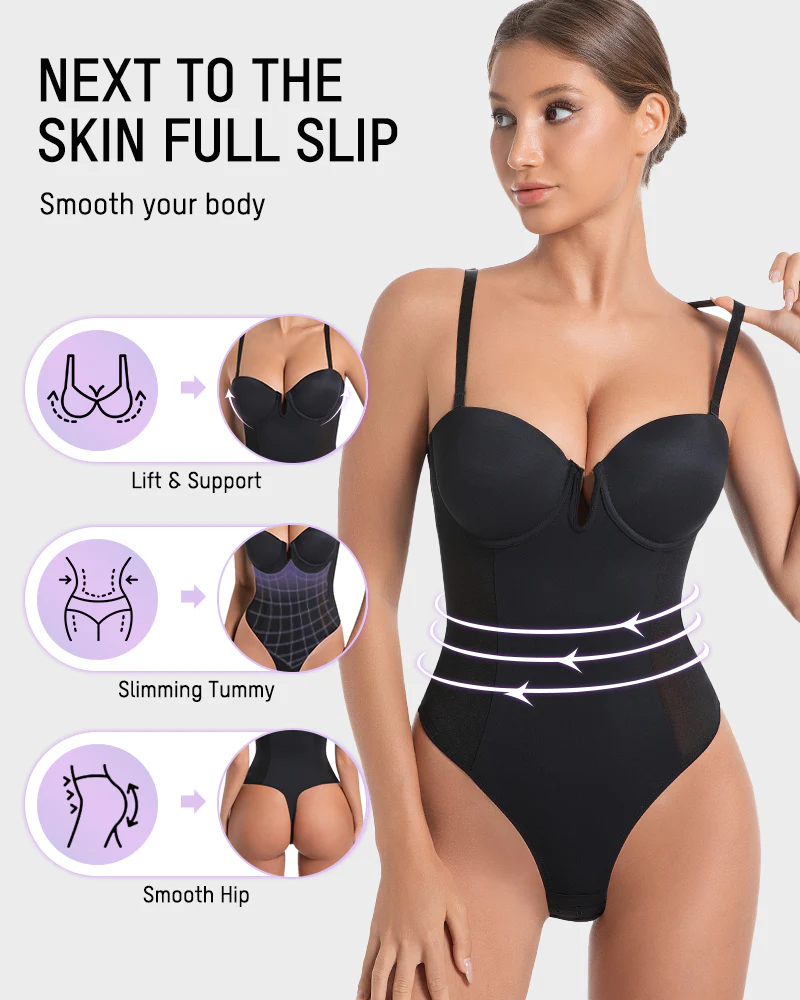 All-in-One Shaping Bodysuit with Thong – Tummy Control & Body Shaper